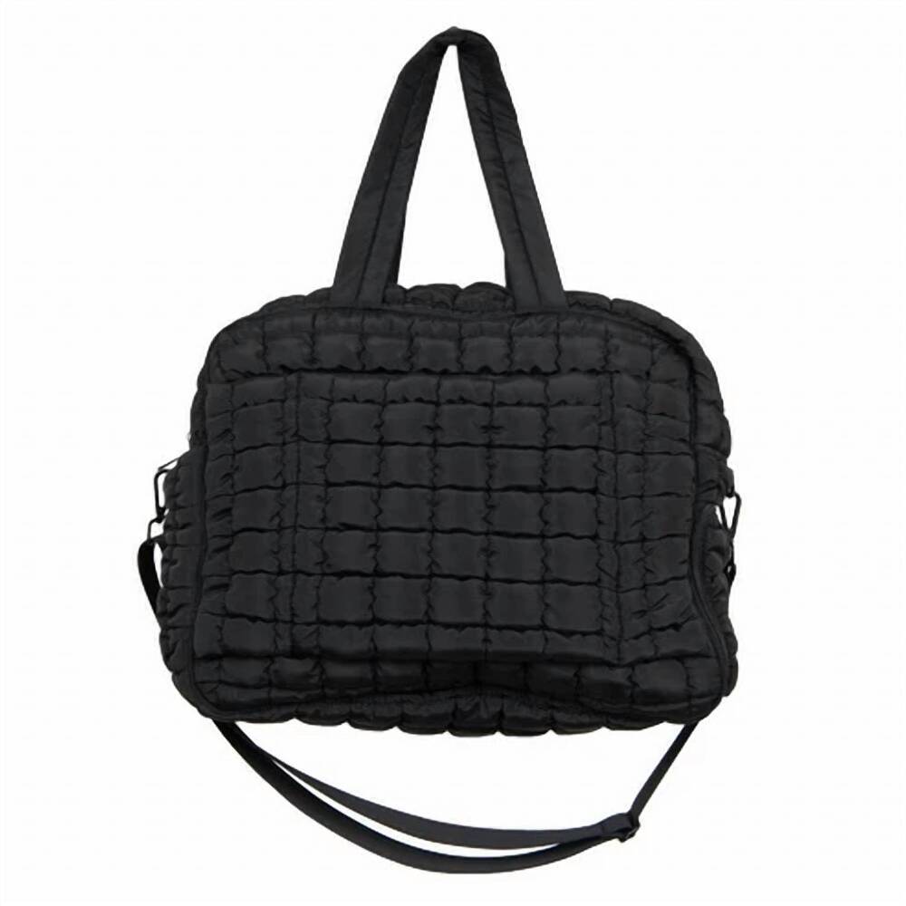 NEW KATYDID women's quilted duffel weekender bag in black